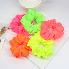 Hair Accessories Neon Scrunchies Elastic Hair Ties Colorful Ponytail Holders Pink Green Orange Candy Color Bright Hair Rope 2024 - buy cheap