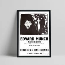 Edvard munch 1968 poster da exposição do vintage, preto branco trondhjems kunstforening arte imprime, noruega expressionismo decoração de casa 2024 - compre barato