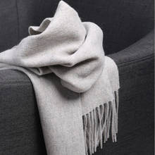 Роскошный зимний кашемировый шарф 100, мужские шерстяные шарфы, женские плотные теплые одноцветные шали, женский шарф из пашмины 2024 - купить недорого