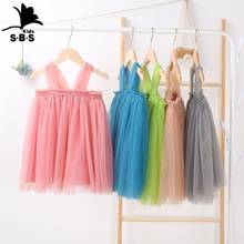 INS Hot Style New Arrival Summer Baby Girl Sling Mesh Pure Color Dress Children Fashion Cotton Princess Dress Casual Tutu Dress 2024 - buy cheap