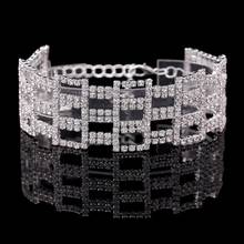 MINHIN-pulsera con diamantes de imitación brillantes para mujer, brazalete con diseño geométrico, ancho hueco, joyería de boda 2024 - compra barato
