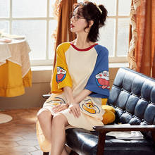 Camisón Kawaii de talla grande para Mujer, ropa de dormir de algodón con estampado de dibujos animados, camisa de noche de Doraemon, 2021 2024 - compra barato