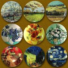 Van gogh placas decorativas de parede, decoração artística para casa prato de cerâmica prato decorativo para colgar com ganchos de pendurar 2024 - compre barato