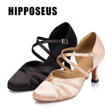 Hipposeus Girls Dance-Shoes For Women Ballroom Latin Dance Shoe For Ladies Modern Tango Jazz Dancing Shoes Salsa Sandals Satin 2022 - buy cheap