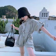 Children overalls baby girls Single-breasted pants kids short sleeve loose rompers teenage clothes 4-14Y ws1649 2024 - buy cheap