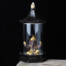 Backflow Incense Burner With Acrylic Protective Cover Ceramic Smoke Waterfall Incense Holder Censer + 10Pcs Free Incense Cones 2024 - buy cheap