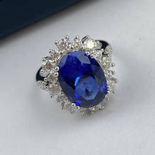 Adele 925 prata esterlina simulação safira anel de luxo oval corte feminino requintado jóias 2024 - compre barato