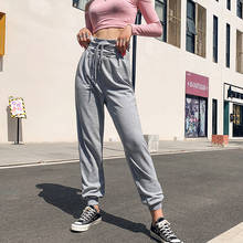 Female Gray High Waist Front Bandage Sweatpants Fashion Casual New Style Long Sports Loose Pants Fashion Streetwear Women 2019 2024 - buy cheap