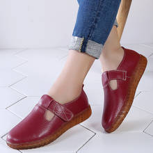 Zapatos a la moda para mujer, calzado de cuero genuino, con gancho, de goma, suave, plano, 2019 2024 - compra barato