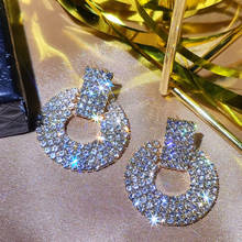 Flatfoosie New Fashion Crystal Drop Earring For Women Silver Color Shining Rhinestone Earring Charm Luxury Jewelry Party Gift 2024 - buy cheap
