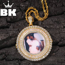 Bling King Bagnette Custom Photos Necklace Charm HipHop Bling Iced Out AAA Cubic Zircon HiphopJewelry For Gift Tennis Chain 2024 - buy cheap