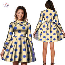 Африканские платья для женщин Дашики плюс размер Пышное Платье для девочки с круглым вырезом с длинным рукавом в африканском стиле Одежда для Леди WY7470 2024 - купить недорого