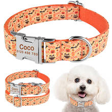 Coleira de cachorro personalizada floral de nylon, pequeno, grande, gravado com nome e id XS-L 2024 - compre barato