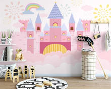 beibehang Customized modern cartoon Nordic hand-painted pink castle children's room wallpaper papel de parede 3d papier peint 2024 - buy cheap