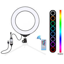 Anillo de luz LED regulable para selfi, lámpara de luz de fotografía con USB, fría y cálida, rótula de bola de trípode y Control remoto para en vivo 2024 - compra barato