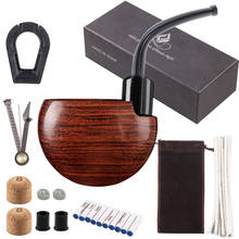 Wooden Tobacco Smoking Pipe Set - Smoking Pipe with Wood Stand Holder, Smoking Accessories, Bonus a Pipe Pouch & Gift Box 2024 - buy cheap