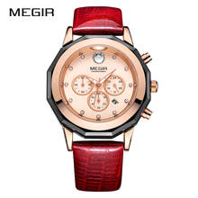 MEGIR 2020 новые роскошные кожаные часы для женщин топ-бренд хронограф кварцевые наручные часы женские часы Relogio Feminino женские часы 2024 - купить недорого