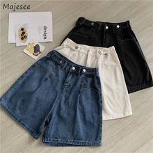 Shorts Women Solid Denim Buttons Straight Korean Style Students All-match Leisure Simple Basic Design Streetwear Fashion Retro 2024 - buy cheap