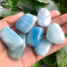 100 gbela pedra natural áspera de cristal precioso azul polido 2024 - compre barato
