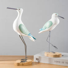 2psc Mediterranean style Seagull Wood Sculpture Crafts Desktop Home Living room Cabinet Sample TV cabinet Seabird Ornaments Gift 2024 - buy cheap