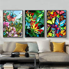 GATYZTORY-pintura de mariposa colorida por número, regalo único pintado a mano, lienzo de lino, 40x50cm, decoración del hogar y sala de estar, 3 uds. 2024 - compra barato