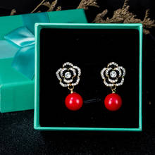 Fashion Camellia Pearls Pendant Earrings Female Tide Rose Flower Pearl Earring 2024 - buy cheap