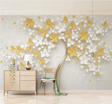 Xuesu uma árvore 3d tridimensional alívio dourado rico árvore fundo da parede papel de parede personalizado mural 8d impermeável cobrindo 2024 - compre barato