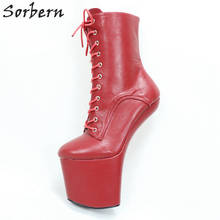 Sorbern botas femininas unissex, botas curtas, sensuais, de salto alto, 20cm, fosco, bdsm botas plus size 2024 - compre barato