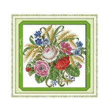 A bouquet of roses cross stitch kit aida 14ct 11ct count printed canvas stitches embroidery DIY handmade needlework 2024 - buy cheap