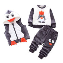 Winter Baby Boys Clothes suit Plus velvet thicken Coat + Sweatshirt + Pants 3Pcs Infant Kids Children Warm Suit Toddler Clothes 2024 - buy cheap