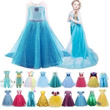 Фантазийный маскарадный костюм для ролевых игр, платье для девочек «Анна», «Эльза» платье принцессы для Хэллоуина Косплэй вечерние платье «Рапунцель» для принцессы Софии платье принцессы Авроры 2024 - купить недорого