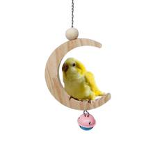 Bird Toys Parrot Standing Toy Parrot Moon-shaped Swing Wooden Toys Swing String Pet Birds Blocks Molar Bell Toy Parrot Supplies 2024 - buy cheap