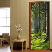 Papel tapiz 3D autoadhesivo de PVC para puerta, adhesivo moderno Simple de hierba verde, impermeable, póster de puerta, papel tapiz 3D 2024 - compra barato