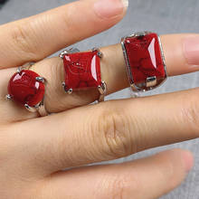 20Pcs/pack Wholesale Mix-style Natural Stone Ring Irregular Red Turquoise Ring Charms For Elegant Women Love Romantic Gift 2024 - buy cheap