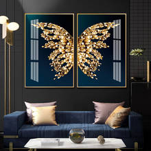 Poster artístico tela de borboleta dourada arte poster de parede impressões hd estilo nórdico pintura abstrata imagens de parede decoração de casa 2024 - compre barato