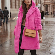Plus Size Thick Fur Long Coat Women 2021 Winter Warm Loose Plush Soft Fluffy Outerwear Pure Color Long Sleeve Faux Fur Overcoats 2024 - buy cheap