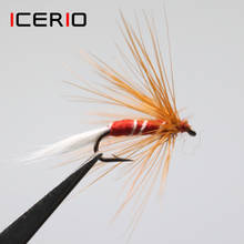 ICERIO-SEÑUELOS DE pesca con mosca de trucha, anzuelo de secado rojo, húmedo, Midge atado de moscas, 8 Uds. 2024 - compra barato