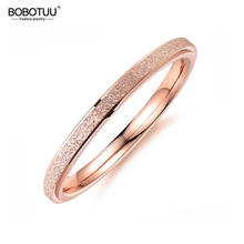 Bobotuu clássico rosa ouro anéis de noivado para mulher 2mm largura esfrega aço inoxidável festa dedo anel presentes natal br19158 2024 - compre barato