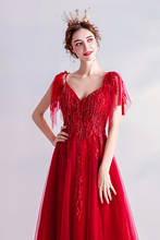 Free shipping red sweat lady girl women party prom dress performance singing dress gown 2024 - buy cheap