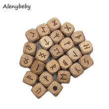 12mm Beech Wood Alphabet Letter Beads Teether Celtic Language Runic Wooden Letter DIY Baby Teething Accessories Jewelry Beads 2024 - buy cheap