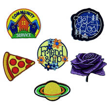 Community Service Get Get Lost Friendship Planet Pizza Purple Rose Embroidered Clothing Iron Appliques DIY Sticker Supplies 2024 - buy cheap
