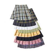 Saia plissada de verão para mulheres, saia curta estilo harajuku, xadrez, estilo escolar, mini saias de cintura alta, saia feminina curta kawaii 2024 - compre barato