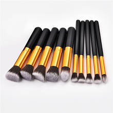10PCS Makeup Brush Set MiNi Size 14cm Black Gold wooden handle For Foundation Eyeshadow Eyeliner Lip Powder brush 2024 - buy cheap