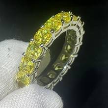 New Arrival Luxury Jewelry 925 Sterling Silver Cushion Shape Yellow 5A Cubic Zircon Promise Women Wedding Party Bridal Ring Gift 2024 - buy cheap