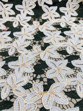 Tecido de renda de renda moda africana flor com partes bordadas tecido de renda de tule francês para vestido de casamento 2024 - compre barato