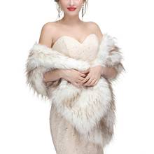 Women Winter Faux Fox Fur Coat Jacket Faux Fur Shawl Wrap Stole Bridal Wedding Cover Up 2024 - buy cheap