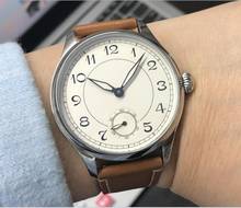 Relógio masculino, mostrador de cristal safira ou vidro mineral 44mm branco esmaltado asiático 6498 por movimento mecânico 2024 - compre barato