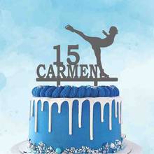 Decoração personalizada para bolo de patinação, com o nome personalizado da idade, silhueta para festa de aniversário de skatista, decoração de bolo 2024 - compre barato
