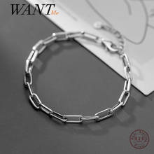 WANTME-pulsera de plata de ley 925 auténtica para hombre y mujer, brazalete con cadena de eslabones cubanos, estilo Punk, Hip Hop, accesorios de joyería Rock para fiesta 2024 - compra barato