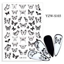 Adesivo 3d para arte em unhas com deslizador, decorações, borboleta, preto, branco, arte em unhas, decalques adesivos, acessórios de manicure 2024 - compre barato
